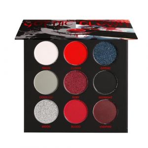 Generisch Palette de fards &agrave; paupi&egrave;res pour Halloween, 9 couleurs, fard &agrave; paupi&egrave;res punk fum&eacute;, argent&eacute;, blanc, rouge, noir, hautement pigment&eacute;, f&ecirc;te d'Halloween (zhejhsn, neuf)