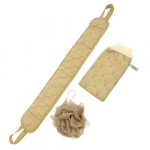 Gatuida Serviette de Bain Traction Arri&egrave;re Boule Moufles de Bain en Tissu Doux Couleur Kaki &ndash; Nettoyant Corps Exfoliant pour Peau Sensible Voyage (Brandon Zou, neuf)