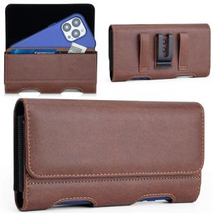 Gcepls Étui de ceinture pour iPhone, Samsung - Fermeture magnétique - Avec porte-carte d'identité - Taille XL (17,4 x 9,2 x 1,9 cm) - Marron (Rochbce, neuf)