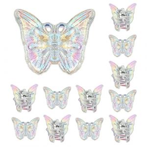 Petites pinces à cheveux papillon,pince à cheveux papillon,Pinces papillon 12 pièces épingles à cheveux papillon - Pinces papillon argentées et blanches, pince à cheveux mignonne pour mariage, filles, (weihu99, neuf)