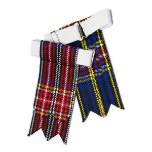 Flashes pour chaussettes de kilt pour hommes avec boucles lourdes ajustables, chaussettes unies et &agrave; carreaux pour kilt/Garter en laine acrylique pointu, Noir Stewart, taille unique (Eagle Threads, neuf)