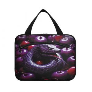 Linnyio Serpent De Dessin Animé Violet Trousse de Toilette de Voyage Suspendue Maquillage,Grande Capacité Pliable Rangement Sacs de Lavage pour Femmes Filles (Linnyio, neuf)