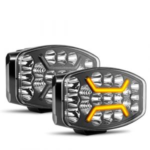CO LIGHT Feux LED 10 Pouces 150W 70000LM Spot Flood Combo LED Camion Longue Port&eacute;e avec Feux De Jour Ambre et Blanc Phare de Travail pour Camion 4x4 Tracteur BTP 12V 24V Certifi&eacute; IP68 ECE 2 pi&egrave;ces (colight, neuf)