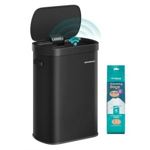 SONGMICS Poubelle de Cuisine Automatique 50 L, Capteur de Mouvement, Ouverture Automatique ou Tactile, Fermeture Douce, Acier, 15 Sacs Poubelle, Noir d'Encre LTB640B02 (SONGMICS HOME FR, neuf)