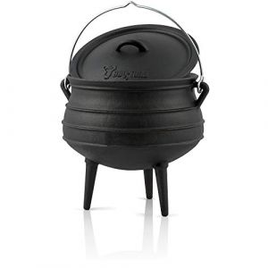 BBQ-TORO Potjie #4 avec Pieds | 12 litres | Chaudron de sorcière en Fonte | Pot de Cuisson en Fonte | Four néerlaandais sud-Africain (CS Trading, neuf)