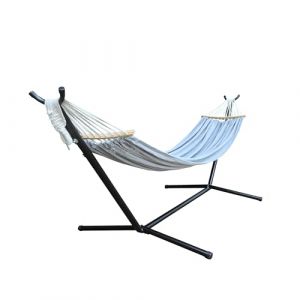 GOCAN Hamac double pour 2 personnes, 220 x 150 cm, avec support en acier et barre d'&eacute;cartement amovible, charge de 226,8 kg, hamac en toile de coton pour terrasse, porche, jardin, cour, ext&eacute;rieur et (GOCAN-EU, neuf)