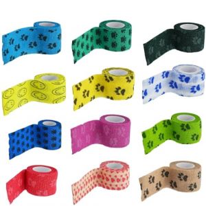 ZEPIQOR 12 Rouleaux Pet Vet Wrap Bandage Autoadh&eacute;sif 2.5cm x 4.5m bande cohesive, Bande Cohesive pour Animal Poignets Cheville Cohesive Bandage Pansements Elastique Bandage (Muxi Nicey, neuf)