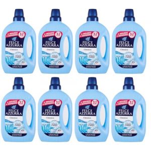 Felce Azzurra Lavatrice Classico Lot de 8 lessives liquides pour machine à laver Efficace par temps froid, pour linge blanc et coloré, 32 lavages, 1595 ml (Global Dream ⭐⭐⭐⭐⭐RETOURS SANS FRAIS, neuf)