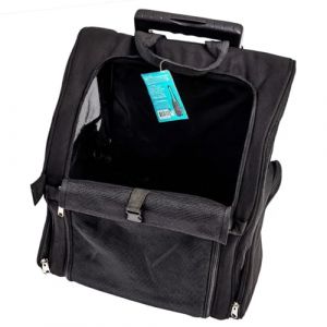 Sac Transport Chat 2-en-1 &agrave; roulettes et Sac &agrave; Dos &ndash; Sac de Transport pour Chat ventil&eacute; et Pliable &ndash; Sac &agrave; Dos Chat Confortable Jusqu&rsquo;&agrave; 15 kg &ndash; Poches de Rangement &ndash; 51 x 32 cm (Noir) (Zoopiz, neuf)