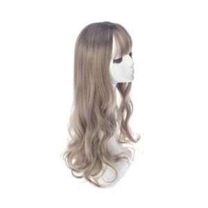 Frange complète for femmes, cheveux longs et bouclés ondulés, couvre-chef de perruque multicolore de 30 pouces(Aoki Flax Gray) (wuzhixiananchenbaihuoshanghang, neuf)