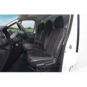 Housses de siège sur mesure pour Trafic, NV300, Vivaro, Talento à partir de 2014/20 - Cuir synthétique avec tissu (4dich, neuf)