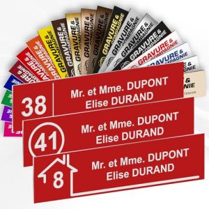 Plaque Boite Aux Lettres Adhésive PVC Avec Numéro – Plaque Gravée À Personnaliser 10 x 2,5 cm – 20 Couleurs Disponibles (Rouge) (GRAVURE ET COMPAGNIE, neuf)
