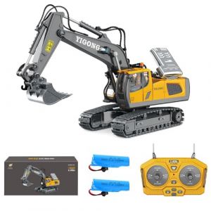 Teeggi Jouet pelleteuse t&eacute;l&eacute;command&eacute;e, 11 canaux 1:20, pelleteuse radiocommand&eacute;e, avec pelle en m&eacute;tal, lumi&egrave;re et effets sonores (Teeggi-EU, neuf)