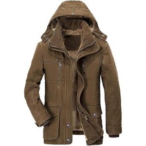 ZDJSWJ Hommes col fourrure capuche duvet &eacute;pais parka chaud doudoune grande imperm&eacute;able haute long manteaus (A1Caf&eacute;,5TG) (ZDJSWJ STORE, neuf)