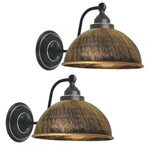 LEDSone Lot de 2 Applique Murale Industrielle Lampe de Plafond de Style Edison M&eacute;tal Plafonnier R&eacute;tro uminaires Int&eacute;rieur pour Cuisine Salle &agrave; Manger Chambre Restaurant Bar (Cuivre Bross&eacute;) (LEDSONE, neuf)