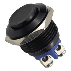 NIYATA Bouton Poussoir Etanche 16mm, Bouton Poussoir Interrupteur Noir 16mm 12V,Commutateurs Boutons Poussoirs en Métal,Interrupteur à Bouton Poussoir Noir (ChongQingYiXiShangKeJi, neuf)