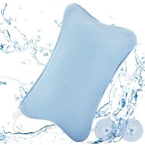 Collazoey Oreiller de Bain, Oreiller de Bain pour Baignoire, avec 2 ventouses puissantes, pour Un Maintien Ferme, Oreiller de Bain Spa Ergonomique, Oreiller pour Une Relaxation optimale du Cou (Bleu) (Kouri Store, neuf)