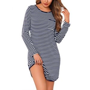 Femme Grande Taille Chemise de Nuit Ray&eacute;e Coton Maxi Tee Shirt de Nuit (FUZHOUXUANHE-EU, neuf)