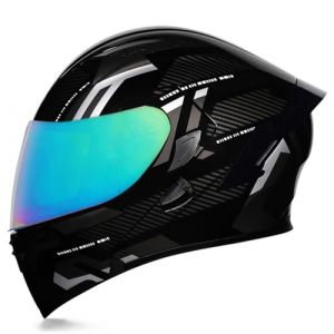 Woljay Casque intégral du visage moto casque modulaire Casque moto intégrée double visière pour adultes hommes femmes cyclomoteur DOT ECER22-05 (Count Black Silver - Multicolor Visor,M) (Woljay Trading, neuf)