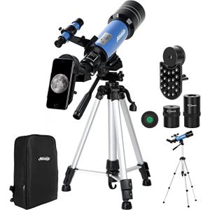 Aomekie T&eacute;lescope Astronomique Adulte 400/70mm Lunette Astronomique R&eacute;fracteur avec Adaptateur de T&eacute;l&eacute;phone Tr&eacute;pied Ajustable et Chercheur pour D&eacute;butants (40070 avec Sac) (Aomekie Scope, neuf)