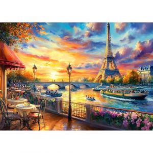 NEWENMO 5D Eiffel Tower Diamond Painting Adulte,Belle Vue sur Paris Peinture Diamant Kit,DIY Diamant Painting Kit Complet,Diamond Point de Croix Cristal Painting,pour Décoration Maison 30x40cm (newenmo, neuf)