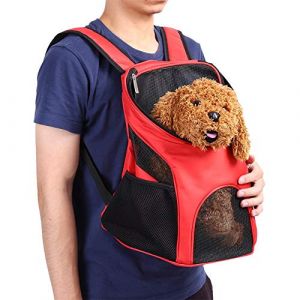 Smandy Sac a Dos De Transport pour Chien Chat, Mains Libres Ventilation R&eacute;glable Sac &agrave; Double Bandouli&egrave;re pour Porter Chien Chat Chinot Chaton Lapin Marcher Randonn&eacute;e Voyager(Rouge) (Smandye, neuf)