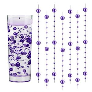 GEFIRE Wasserperlen Perles d'eau Bougies 18 Pi&egrave;ces Flottantes Perle d'eau Bougie 1.2M Flottante pour Vases Remplisseurs de Bouteilles d'eau, Mariages, D&eacute;corations de Centres de Table (Violet) (YAOYAOI, neuf)