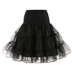 Generisch Jupon court crinoline pour femme - Jupe rockabilly - Robe de bal de fin d'année des années 50 - Robe de cocktail rockabilly - Vintage - Jupe en tulle rétro, #A01 noir, M (Pfaxxlaugg, neuf)