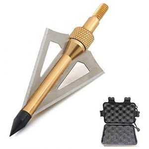 SHARROW 12pcs Pointe de Fl&egrave;che 100Grains T&ecirc;tes de Fl&egrave;che &agrave; Lame Fixe avec Broadheads Box pour Fl&egrave;ches d'arbal&egrave;te et de Carbone (Jaune) (AME Archery Shop, neuf)