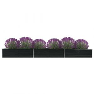 WIFESE Lit Sur&eacute;Lev&eacute; De Jardin Acier Galvanis&eacute; 480x80x45 Cm Anthracite Jardinieres Exterieur Jardiniere Bois Jardiniere Balcon Carr&eacute; Potager Bacs &atilde; Fleurs Rectangulaire (WIFESE official, neuf)