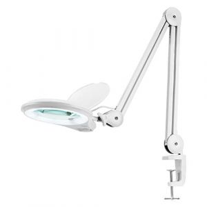 Neatfi (Nouveau modèle) Lampe à loupe LED super lumineuse Bifocals 1 200 lumens, gradable, 60 LED SMD, lentille de 13 CM de diamètre (8 Dioptries + 20 Dioptries, Blanc) (Neatfi, neuf)