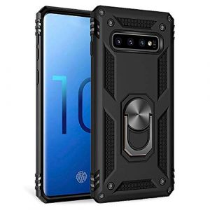 NALIA Coque avec Bague Compatible avec Samsung Galaxy S10, Anti-Choc Housse Protection pour Support de Voiture Magnetique, Anneau Rotation de 360 Degres, Cover Rigide & Silicone Bumper, Couleur:Noir (BF-Commerce GmbH, neuf)