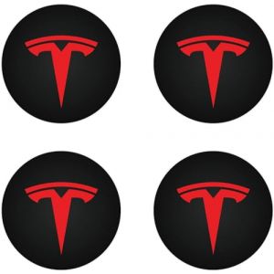 4 x 56mm Cache moyeu pour Tesla Model Y Model 3,Autocollant 3D Silicone Cache-Moyeu avec Voiture Logo Cache Moyeux Autocollant Protection Jante Roue Badge,Red (DATONGSHIYUNGANGQUHONGCHAOBAIHUODIAN, neuf)
