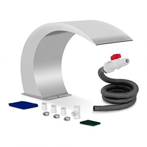 Uniprodo Fontaine De Piscine Cascade Chute d'eau pour Bassin INOX UNI_Water_13 (avec Pied, 30 cm, INOX 304, sans Dépose l'hiver, Résistance Au Sel, Chlore Et Intempéries) (expondo GmbH, neuf)