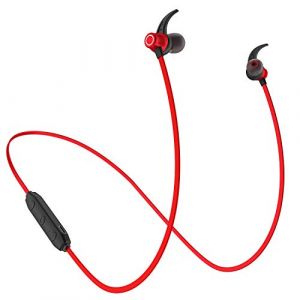 Garegce Écouteur sans Fil Sport, Casque Wireless Sport V5.0 HiFi Stéréo Magnétique Mains Libres Oreillette, CVC 6.0 Micro Anti-Bruit Anti-Transpiration Compatible avec iPhone et Android-Rouge (Catynore, neuf)