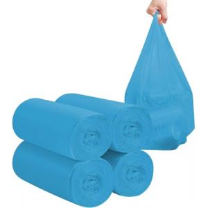 Lot de 4 rouleaux de petits sacs poubelle - 120 sacs poubelle robustes de 12 à 15 litres - Pour la maison, le bureau, la cuisine, la salle de bain et la chambre d'enfant - Bleu (JIUYI Electronics, neuf)
