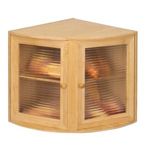 Leader Accessories Boîte à Pain d’angle en Bambou à 2 Niveaux, Boîte à Pain à Rabat à Couvercle Avant, Armoire à Pain pour Bouteilles de Légumes et d’épices, etc, 32x32x34cm (Outdoor Accessories Supply FR, neuf)