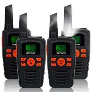 Retevis RA635 Talkie Walkie, sans Licence Professionnel Talkie-Walkie Adultes,PMR446,16 Canaux, Torche, VOX,Longue Port&eacute;e Talkie-Walkies Activit&eacute;s Familiales (Noir, 4 Pcs) (RetevisDirect, neuf)