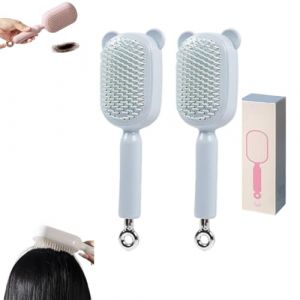 Brosse &agrave; cheveux auto-nettoyante antistatique, &eacute;pilation &agrave; une touche, r&eacute;duit la casse, cr&eacute;e du volume, peigne cuir chevelu pour tous les types de cheveux (taiyuankaixingkejiyouxiangongsi, neuf)