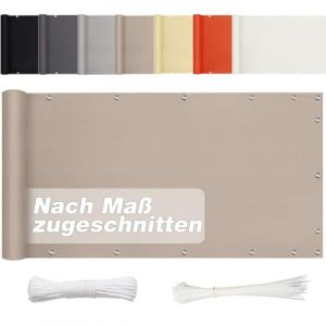 Aiyaoo Brise Vue Balcon - 50 x 300cm 185g/m², Polyester Cache Balcon avec œillets et Attaches - Opaque, imperméable, résistant au Vent et aux UV - idéal pour terrasse et Jardin, Taupe (Two-w, neuf)