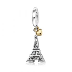 Femme Charms Le cœur de la Tour Eiffel Coccinelle rouge Argent Sterling 925 Pendentif avec Zircon Cubique pour Bracelet (Lkwidi Jewelry, neuf)