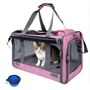 SHJOEE Sac de Transport pour Animal Domestique Caisse de Transport Respirant et Pliable Caisse avec Matelas Souple pour Chat et Chien Pochette pour Chats pour Voyage en Train/Voiture/Restaurant/Avion (Threelittleones-EU, neuf)