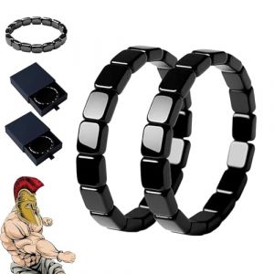 WEIWOGU Bracelet en h&eacute;matite Korvos, bracelet en h&eacute;matite Hemys pour homme, une fa&ccedil;on naturelle de retrouver votre virilit&eacute;, inspir&eacute; des g&eacute;n&eacute;raux romains et des guerriers vikings (2pcs) (hangshengshangmao, neuf)