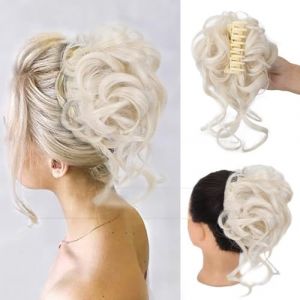Chignons Perruque tête sphérique mode femme grosse poignée longue barbe cheveux bouclés en désordre Bague chignon cheveux bouclés femme sac Postiches pour femmes(White) (zhongchengwu, neuf)