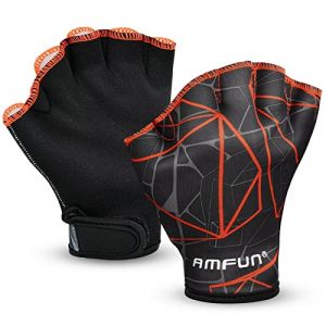 AMFUN Gants de Natation, Gants Aquatiques, Palmés en Néoprène Gants Aquatiques Résistant à l'eau Gants d'entraînement de Natation Durable Gants de Plongée Homme Femme pour Nage Surf Piscine (Riyuu, neuf)