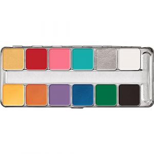 Kryolan Pintura Palette de maquillage WaterColor Pintura 1 à 12 couleurs, lavable, végétalien, sans parfum ni parabène, sans gluten, idéale pour le maquillage des enfants, les fêtes, le carnaval, (Kryolan Professional Make-up, neuf)