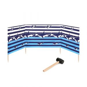 Garronda Paravent Plage Coupe-Vent Camping Brise-Vent avec Marteau en Caoutchouc GAEX001 (Rayures/Haie, 4 m) (Hisert, neuf)