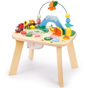oathx 9-en-1 Jouet d'éveil pour bébé dès 1 an – Table activité bébé avec Train électrique, Labyrinthe à Perles, Formes à Trier, Centre d'activités Montessori Bois (oathx, neuf)