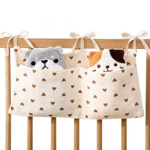 YUVKIN Organisateur de Lit B&eacute;b&eacute; Organisateur Chambre d'Enfant Sac Suspendu pour Lit B&eacute;b&eacute; Sac de Rangement Jouets Caddy &agrave; Suspendre sur Berceau ou Table &agrave; Langer (Khaki) (HerEdit, neuf)