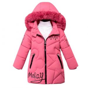linboo Manteau Fille Doudoune Chaud Veste Hiver Blouson Enfant &agrave; Capuche Fourrure mi Long Parka Epaisse V&ecirc;tements de Ski, Rose, 9-10 ans (TBONBON-EU, neuf)